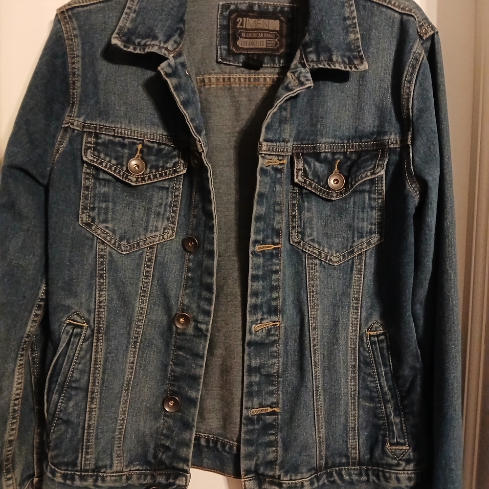 21Men Blue Denim Jacket